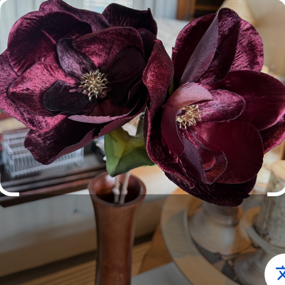 2 - new 29” velvet Magnolia faux silk botanical sprays